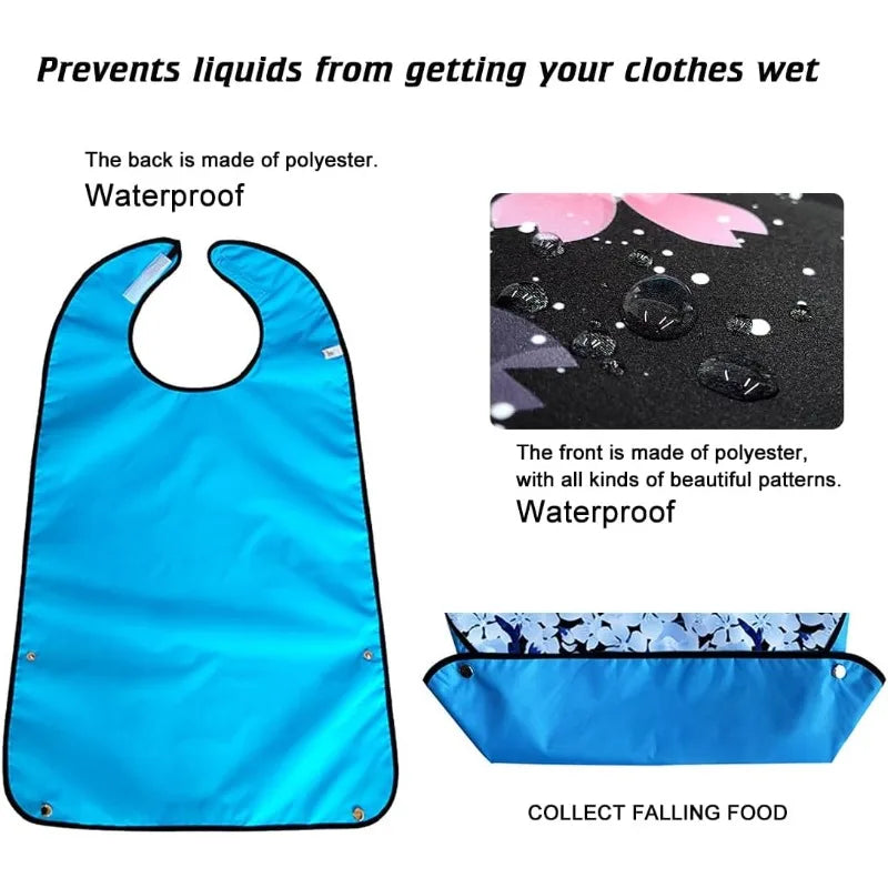 Waterproof Washable Adult Dining BIb -3 Packs