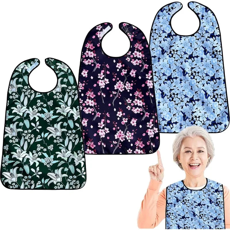 Waterproof Washable Adult Dining BIb -3 Packs