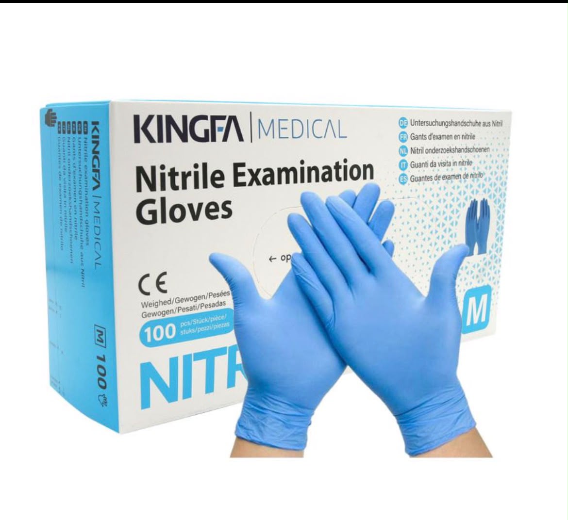 Kingfa Blue Nitrile Examination Gloves-Box Of 100
