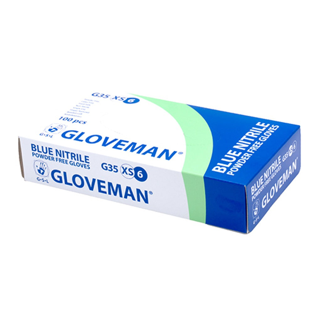 Gloveman Royal Blue Nitrile Powder Free Examination Gloves -Box of 100 [SIZE XS]